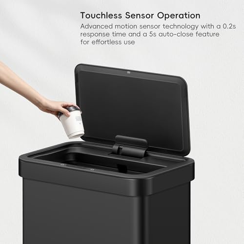 Brushed Stainless Steel Touchless Motion Sensor Trash Can, 50 Liter S3169