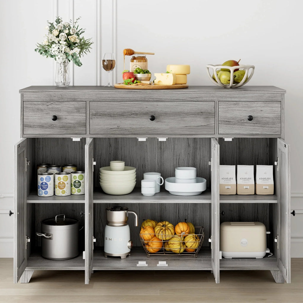 White 3 Drawer Buffet Sideboard Cabinet M4041