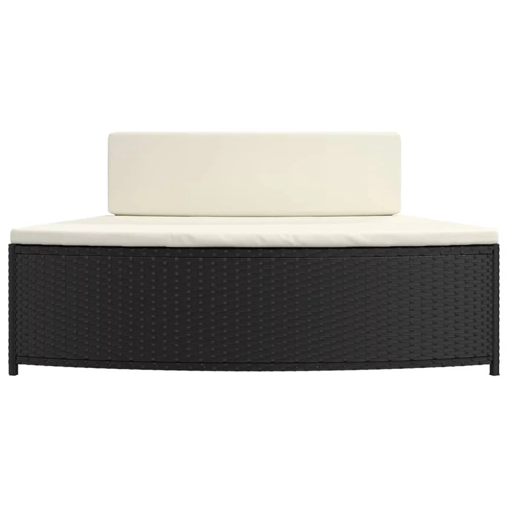 Black Poly Rattan Spa Benches with Cushions 2 pcs Z553103
