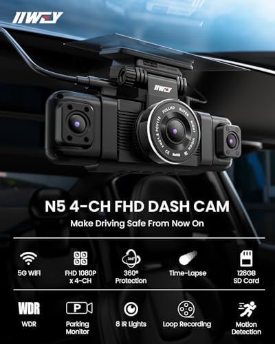 4 Channel Dash Cam 360° View 1080P with 128GB SD Card E100081