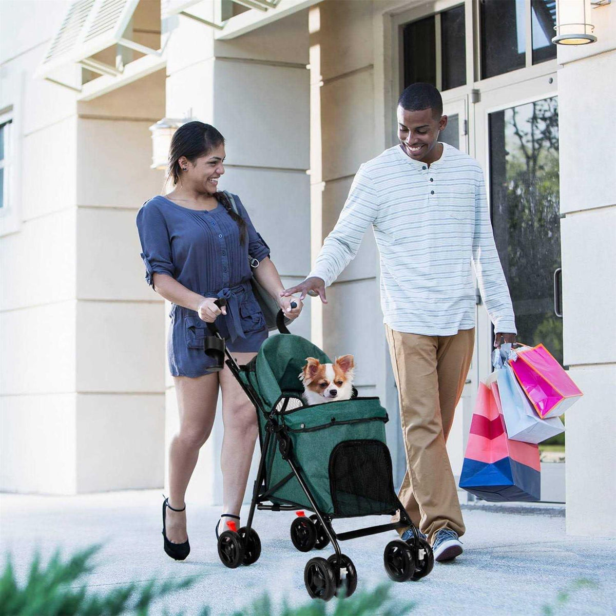 Foldable Pet Stroller with Cup Holder W453696