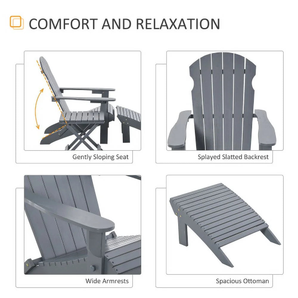 Folding Adirondack Chair with Ottoman and Side Table H5154