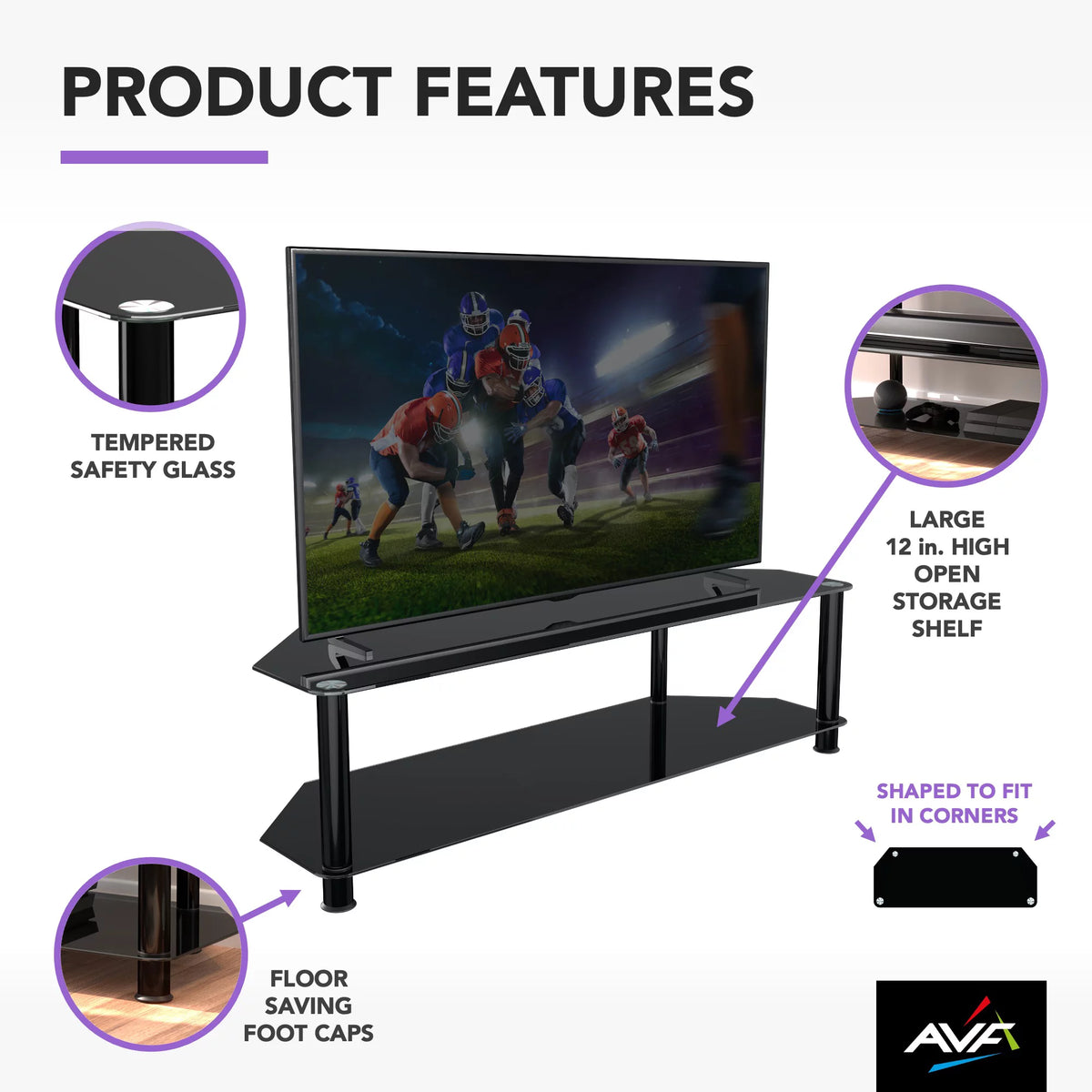 Black Glass TV Stand C6578