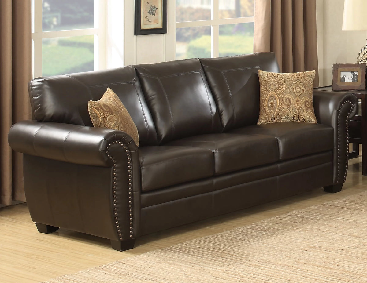 Brown Leather Gel Sofa Q547