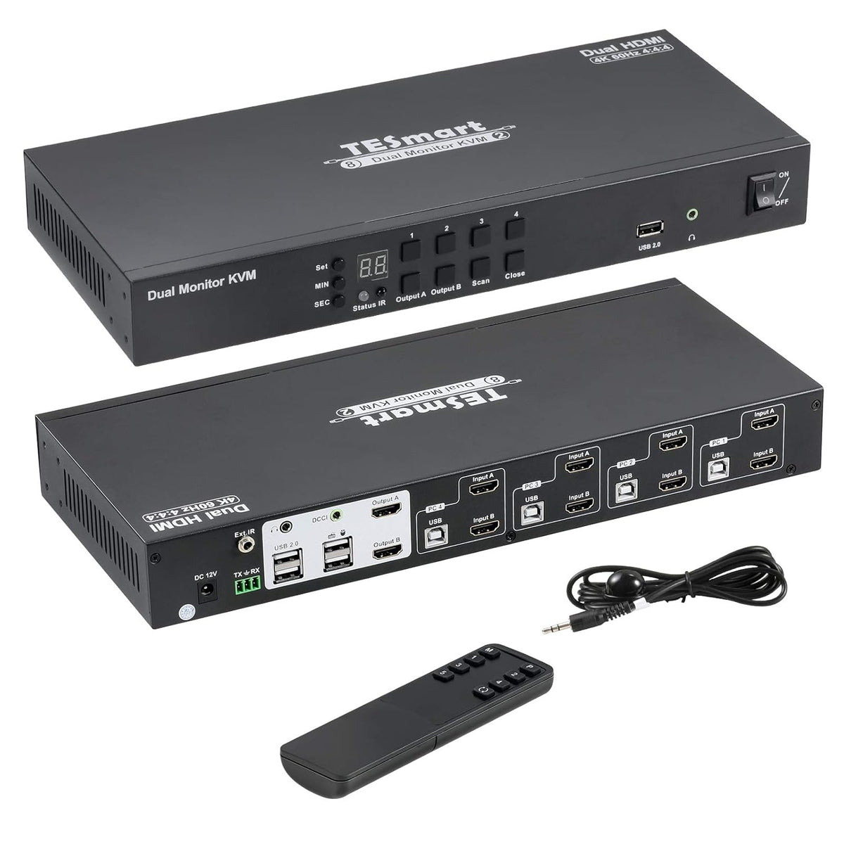 HDMI Dual Monitor KVM Switch 4 HDMI PCs + 2 HDMI Monitors 4K @60Hz Black U81096