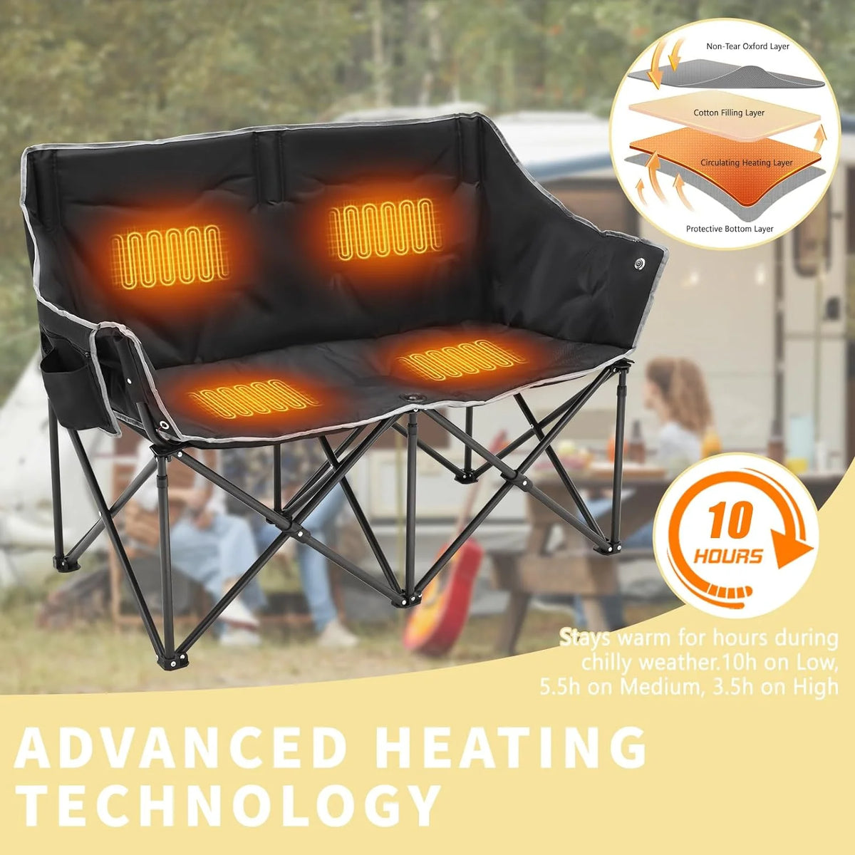 Oversized Heated Two Person Folding Camping Chair X28082