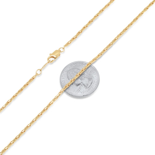 14k Yellow Gold Plated Braided Wheat Chain Necklace, 20 inches I1442