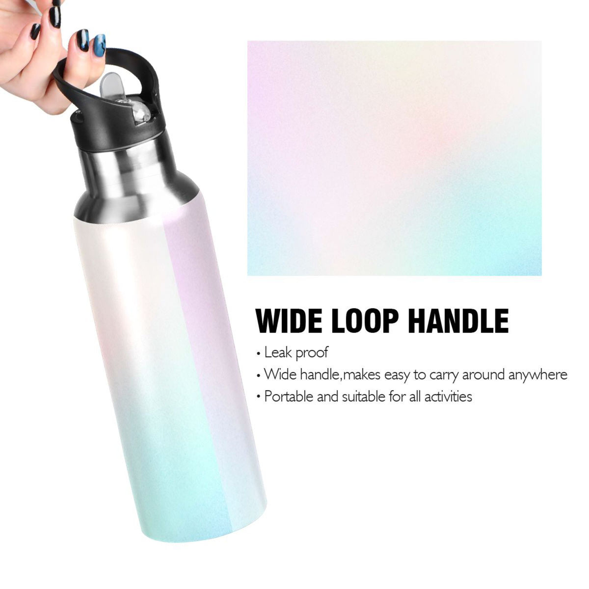 20 OZ Stainless Steel Vacuum Insulated Water Bottle with Straw Lid Q569002