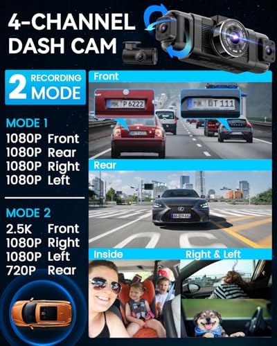 4 Channel Dash Cam 360° View 1080P with 128GB SD Card E100081