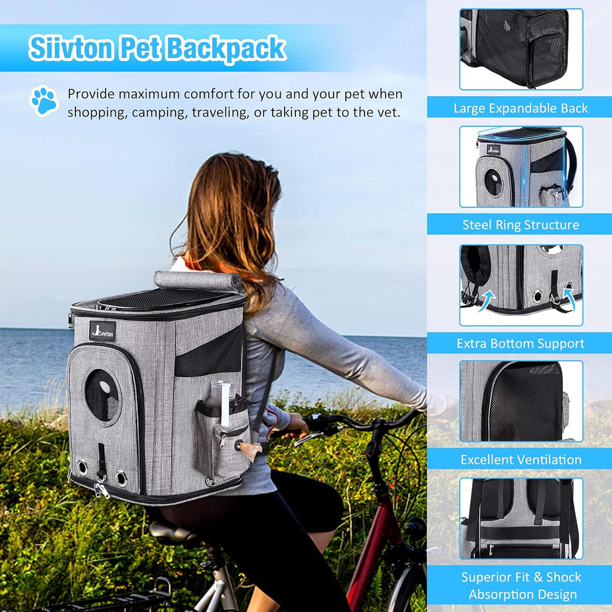 Expandable Pet Carrier Backpack with Breathable Mesh U746843