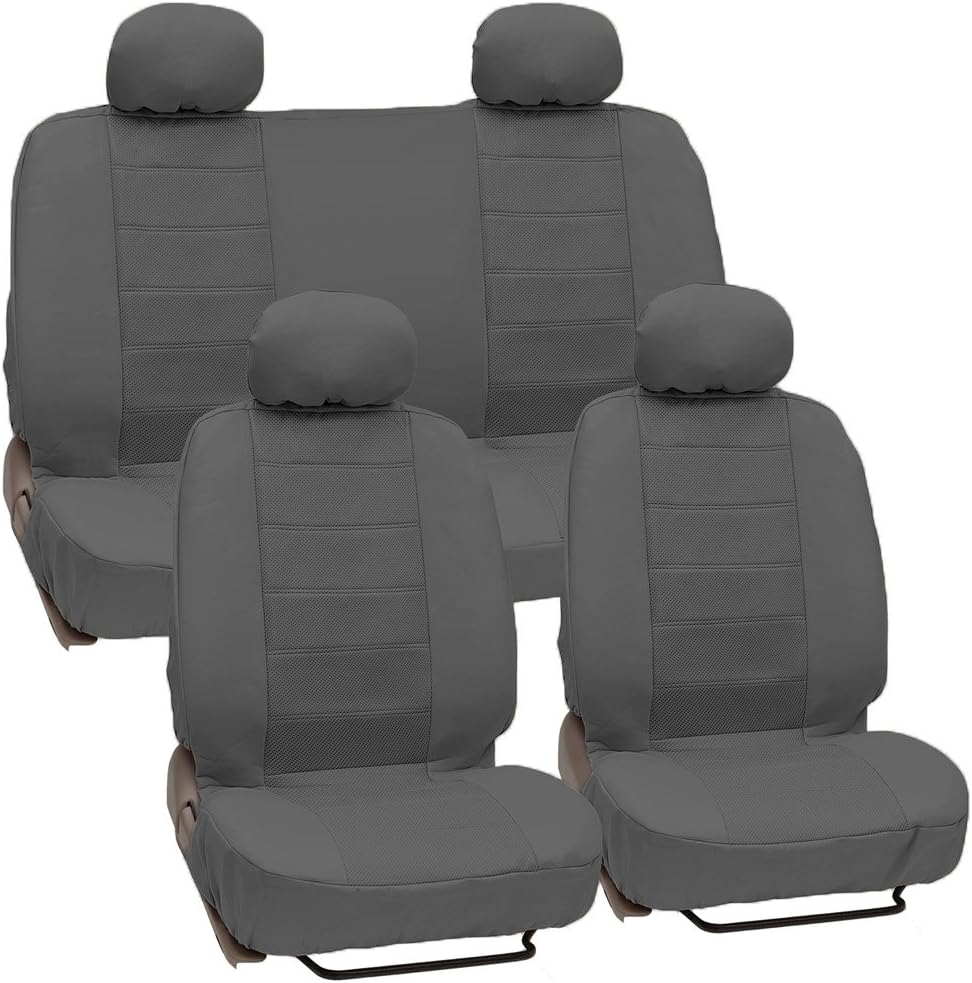 Black Leatherette Car Seat Cover Set F403