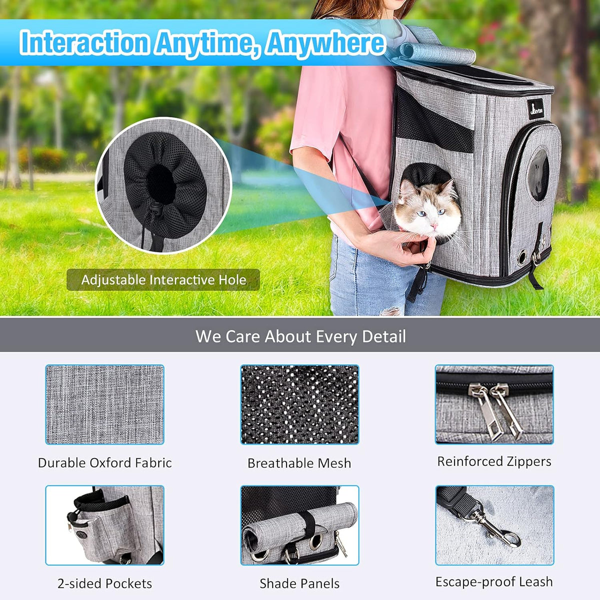 Expandable Pet Carrier Backpack with Breathable Mesh U746843