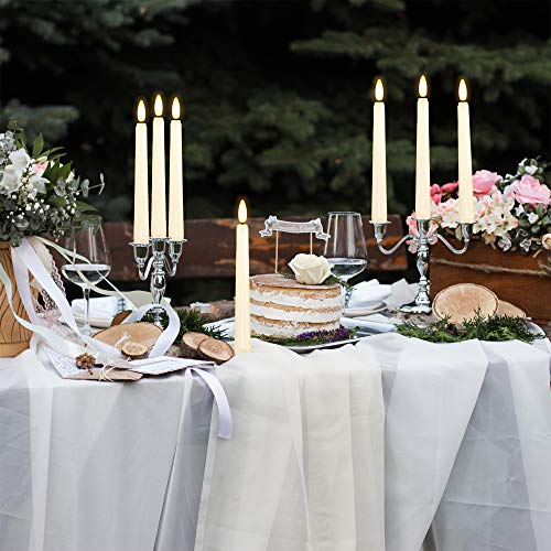 4PCS Battery Operated 8 Inch Warm White 3D Flame Taper Candles with Remote P9933