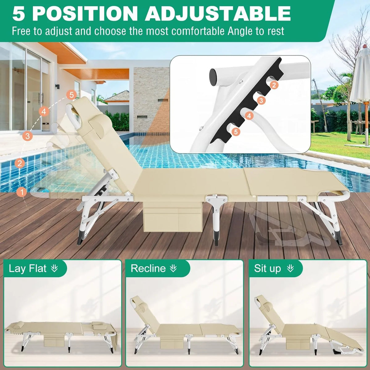 Folding Tanning Chair with Face Arm Hole E3972