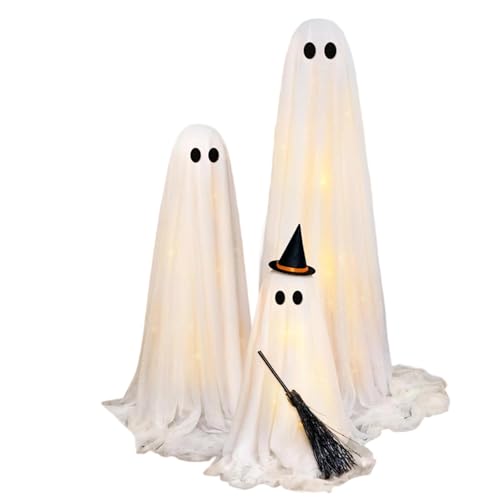 3 Pack Light Up Ghosts Halloween Decoration with Timer Remote E66262