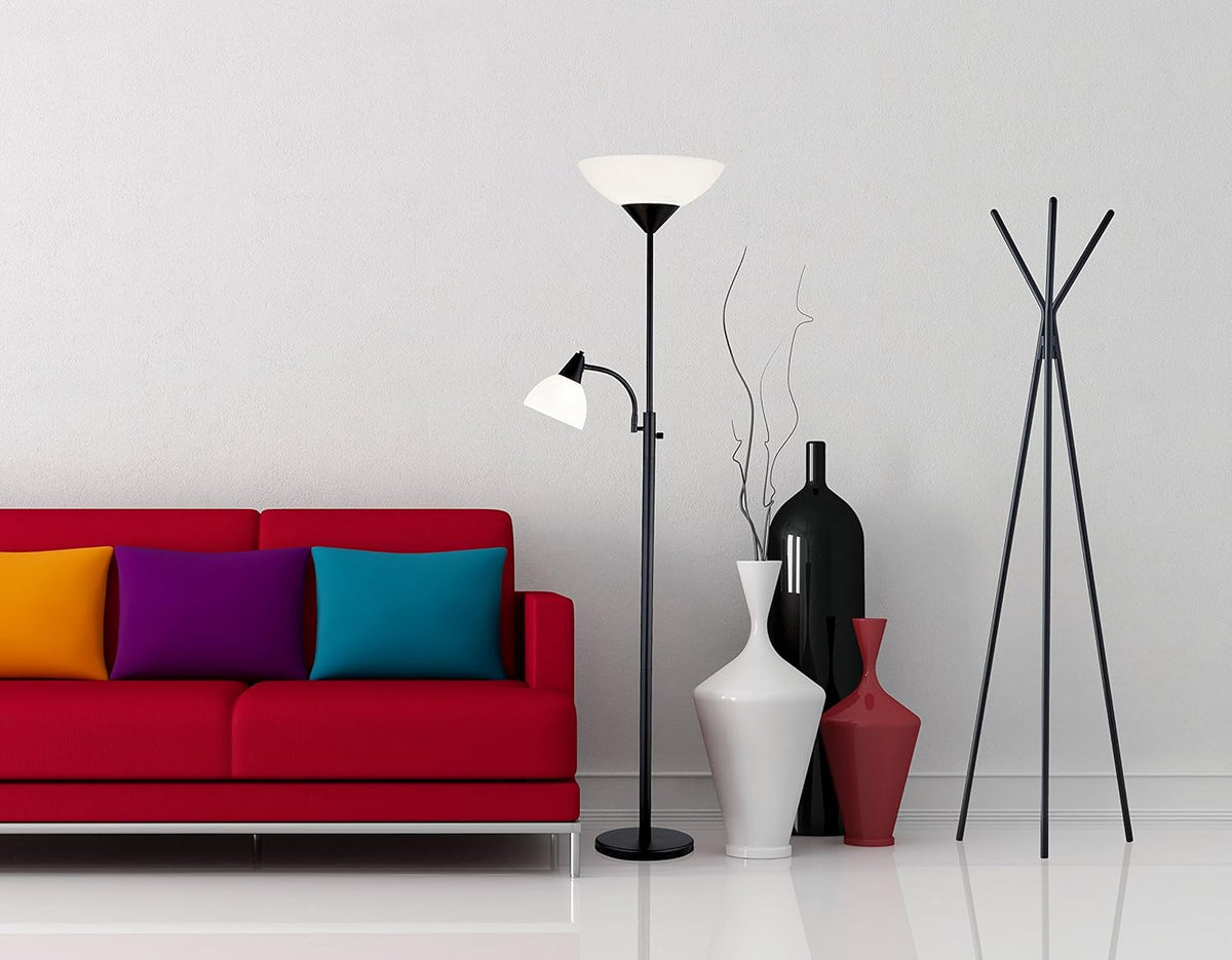 Brushed Steel Floor Lamp with Reading Light V1414