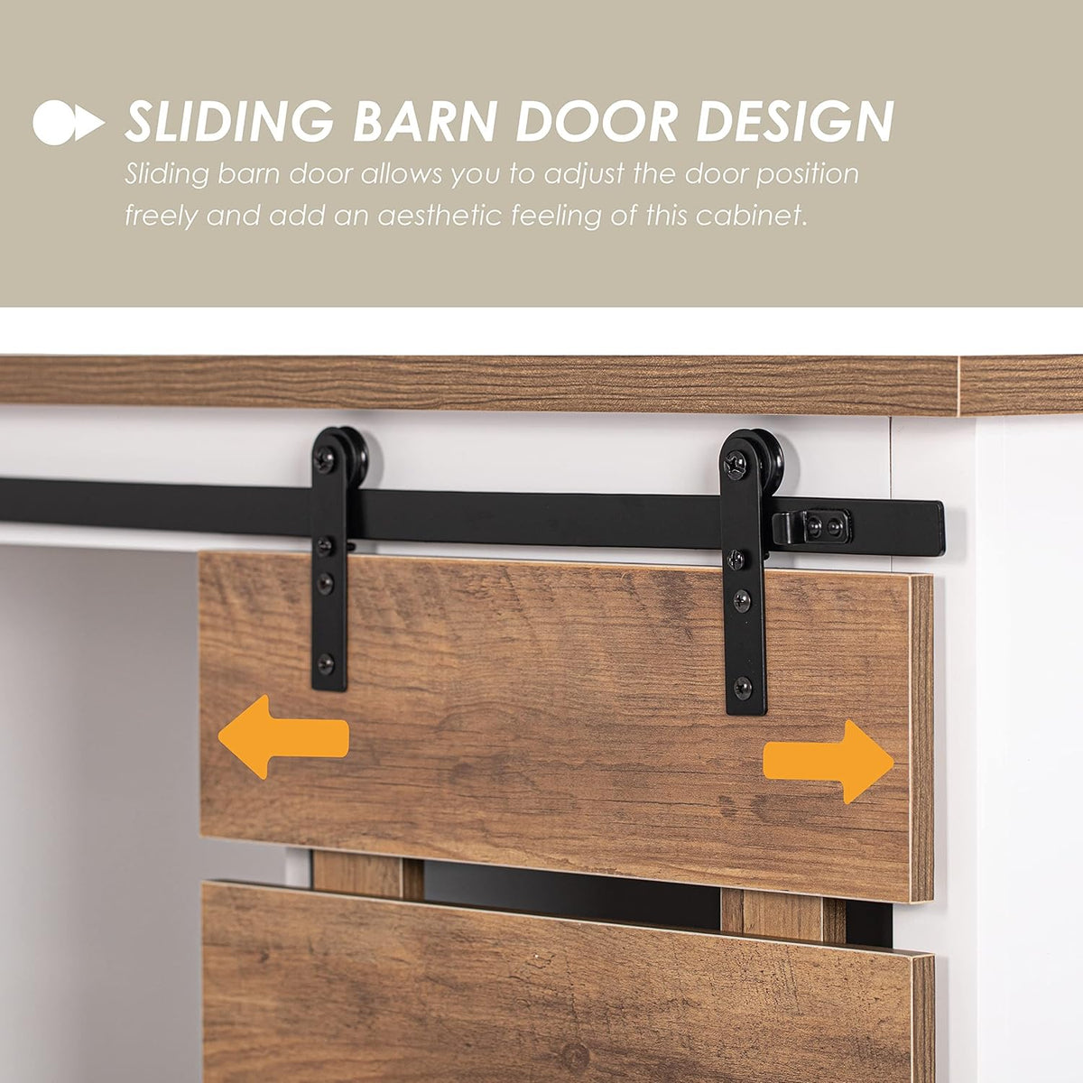 Farmhouse Sliding Slat Door Storage Console with Barn Door E24503