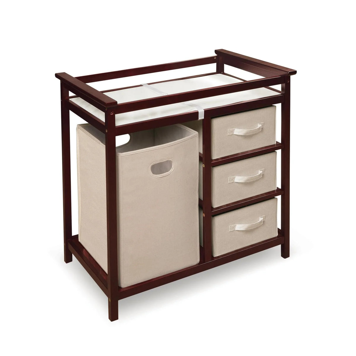 Cherry Changing Table with Three Baskets & Hamper L828062