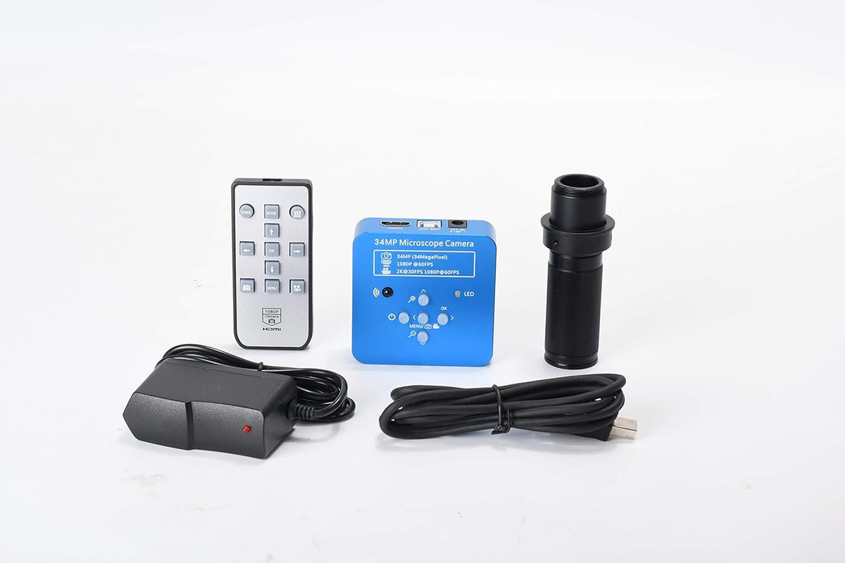 34MP 2K 1080P 60FPS Full HD HDMI USB Digital Video Microscope Camera with 150X Zoom C-Mount Lens and Adjustable Illumination F210