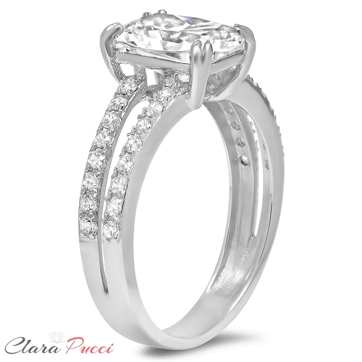 14K White Gold Cushion Cut Cultured Diamond Engagement Ring Y300793