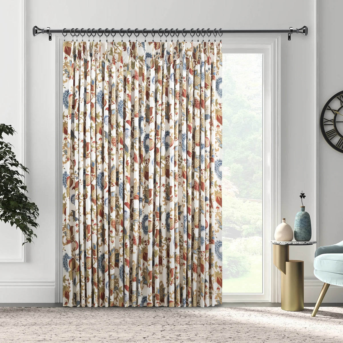 Multicolor Jacquard Pinch Pleat Curtain Panels C84074