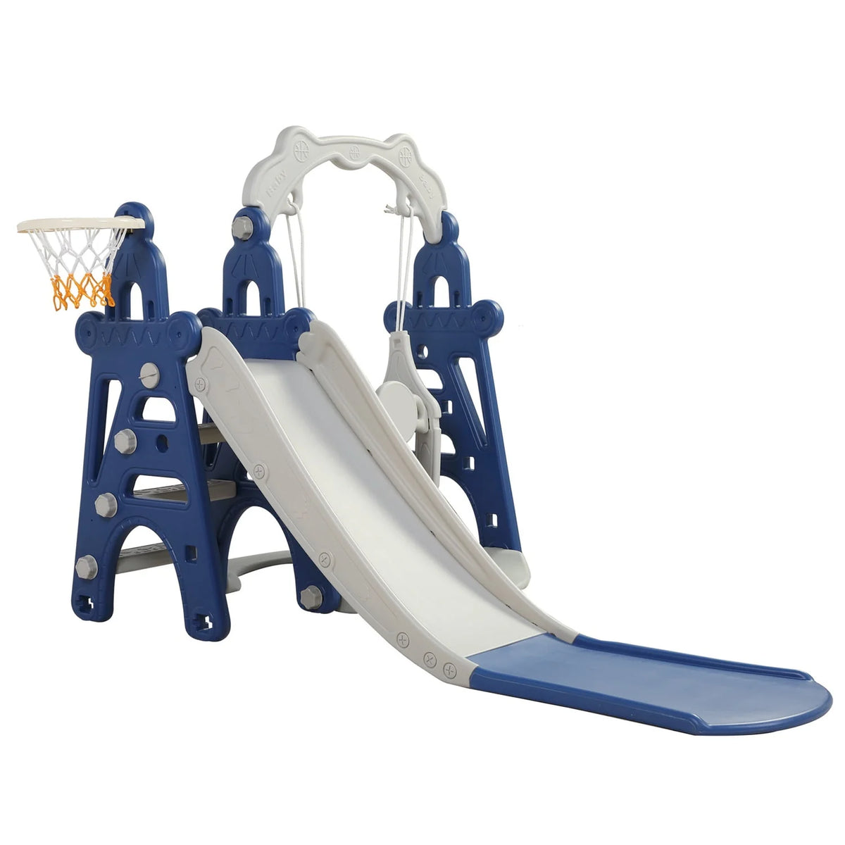 3 in 1 Kids Slide and Swing Set with Basketball Hoops T767061