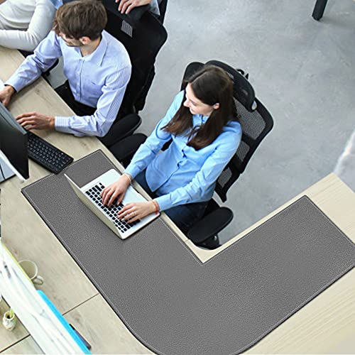 Grey 39.3x47.2x13 inches Corner Leather Desk Pad V843756
