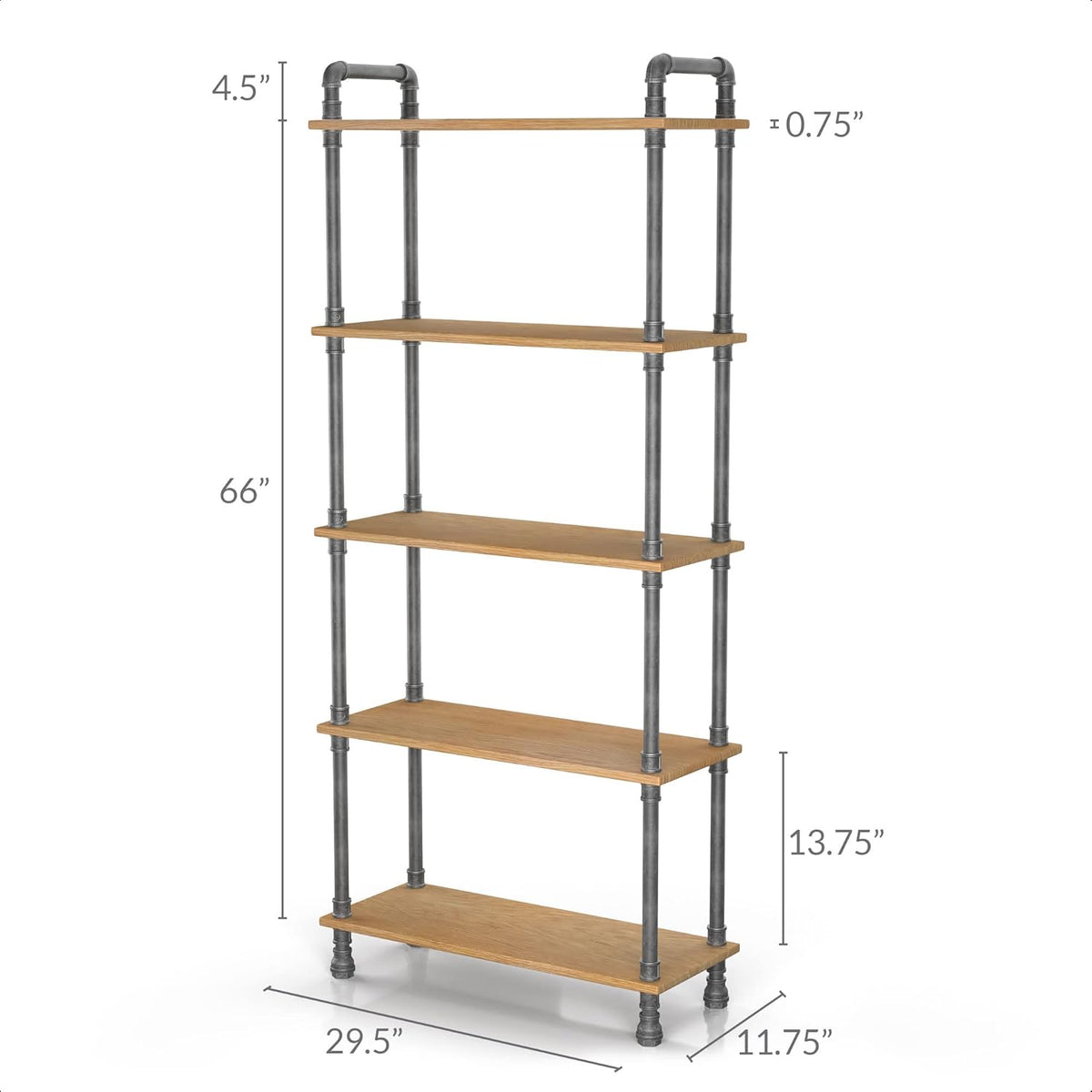 5-Tier Solid Pine Open Wood Bookcase K755