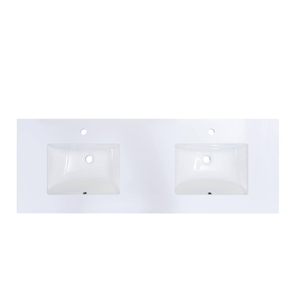 61 in. White Double Basin Vanity Top with White Basins Z585