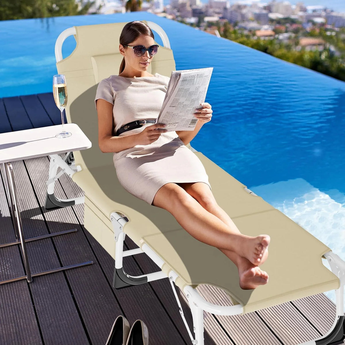 Folding Tanning Chair with Face Arm Hole E3972