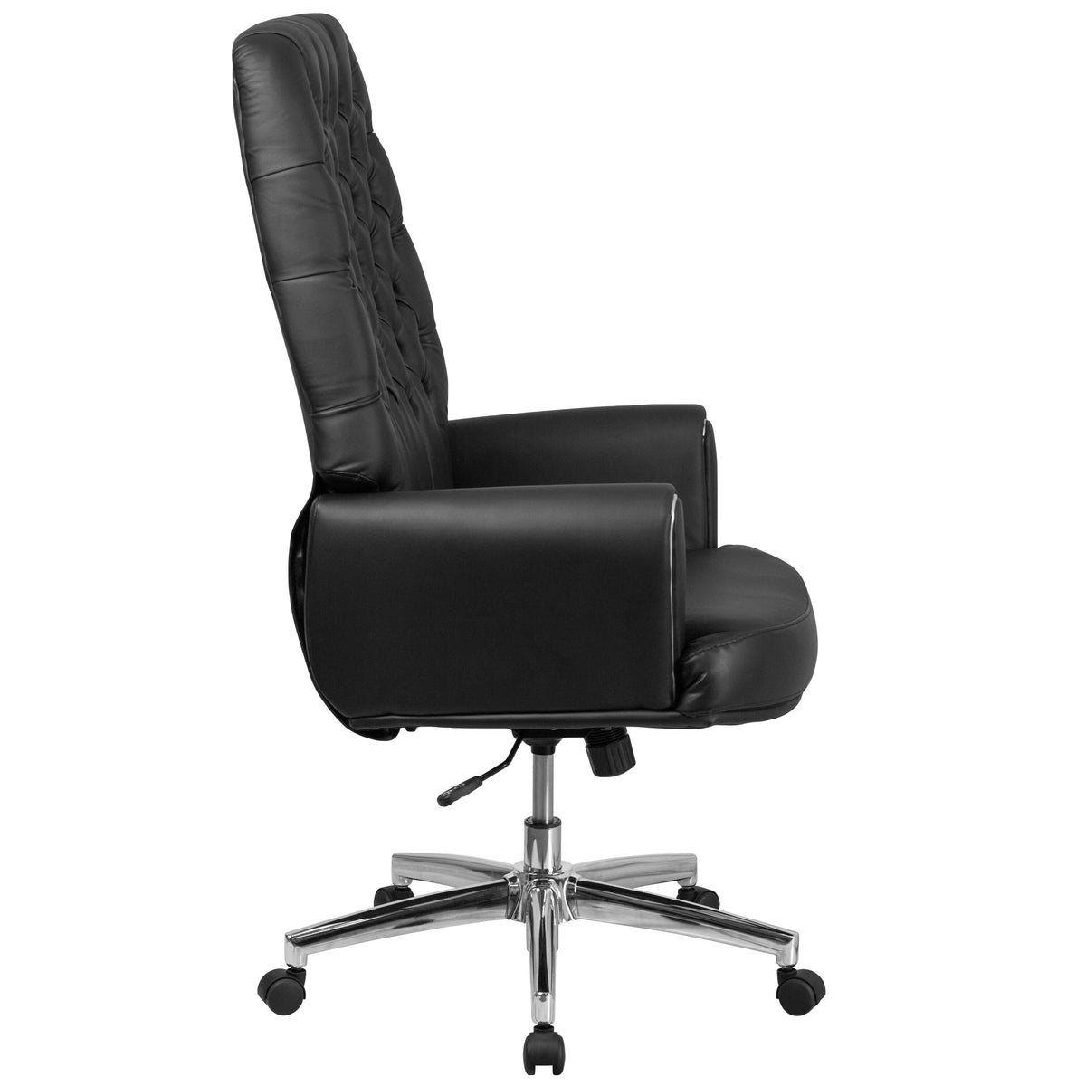 Black Tufted Bonded Leather Executive Swivel Chair with Arms H1715