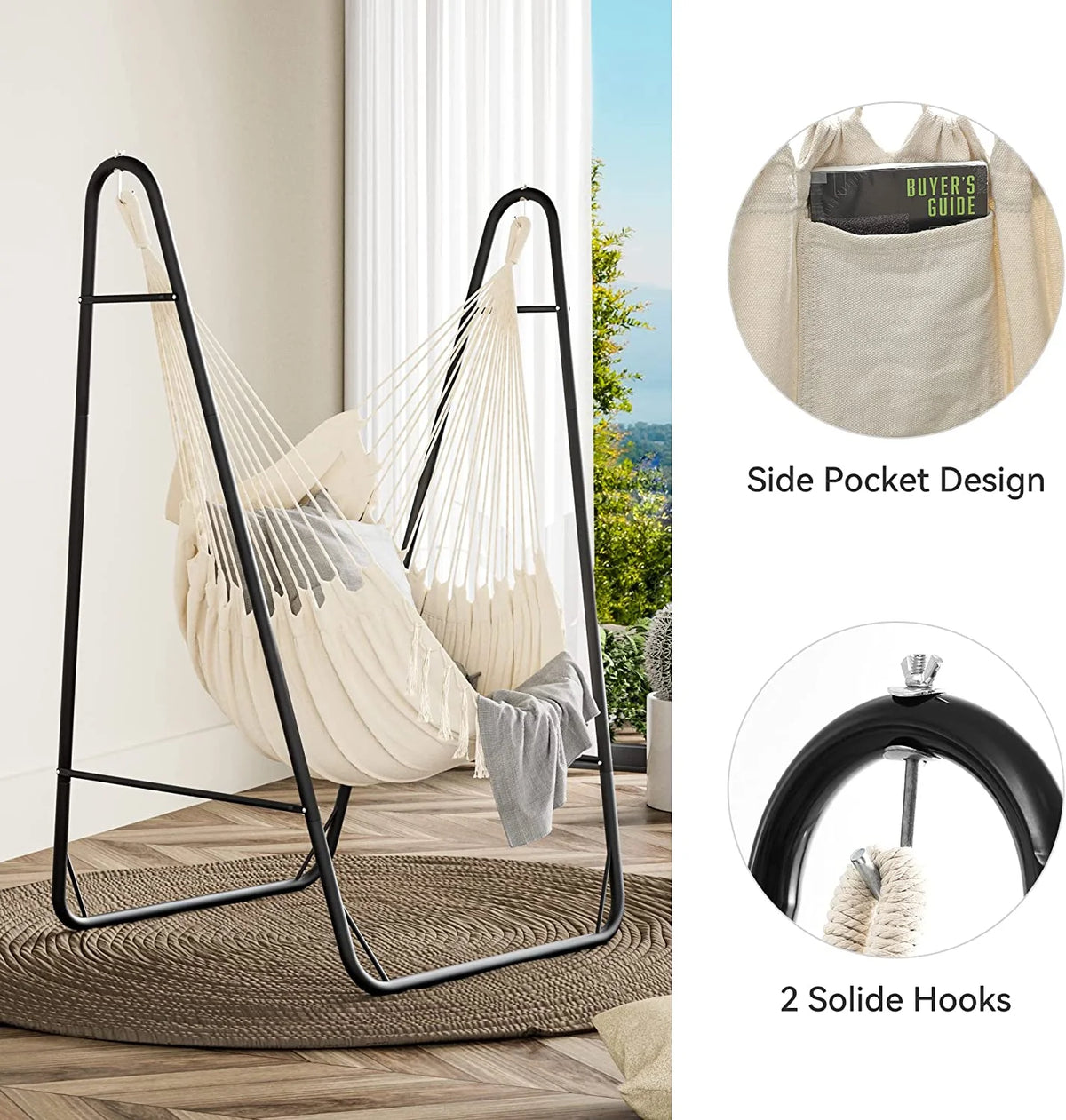 Hammock Chair with Stand Heavy Duty 330Lbs I682262