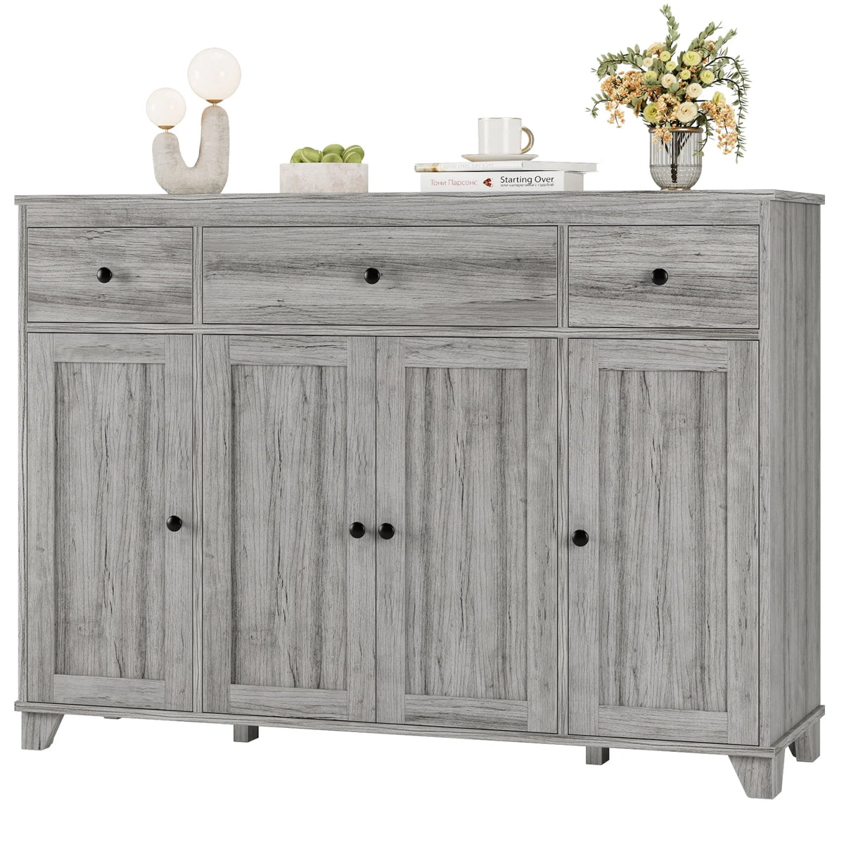 White 3 Drawer Buffet Sideboard Cabinet M4041