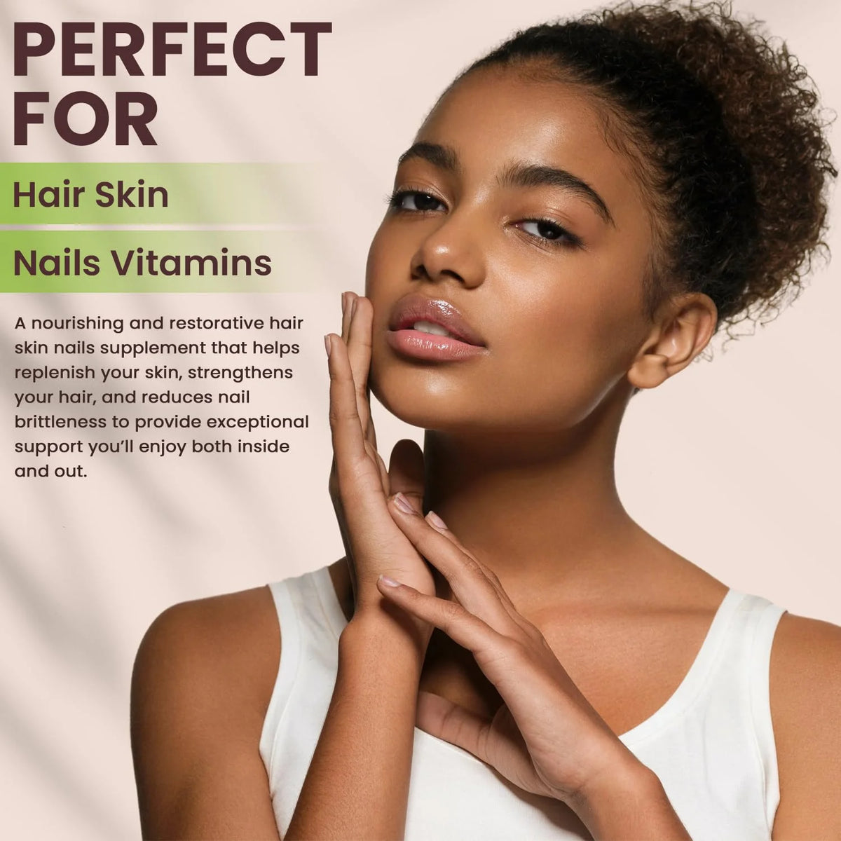 Hair Skin and Nails Vitamins with Biotin, Folate, and Vitamin D, 32 oz H58041