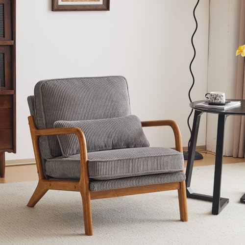 Corduroy Upholstered Accent Chair with Pillow T769398