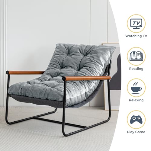 Beige Velvet Accent Chair with Metal Frame R952978