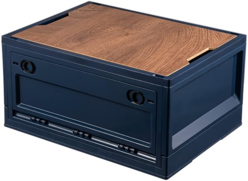 45L Foldable Storage Bin with Wooden Lid B37745