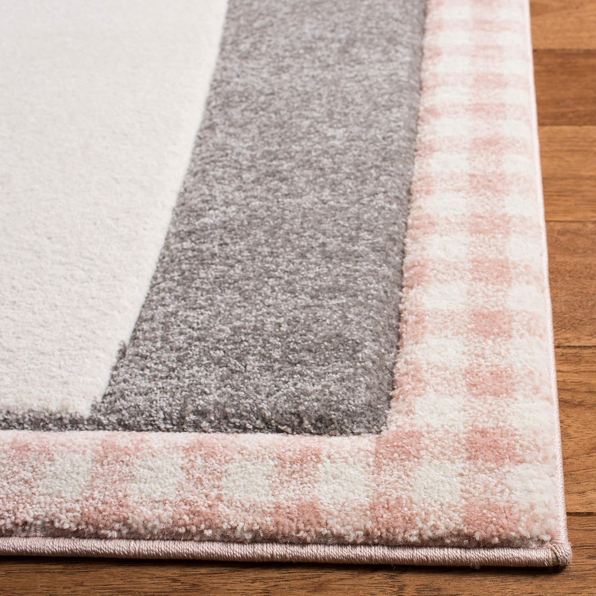 2'3" x 12' Pink & Grey Cat Design Runner Rug D55851