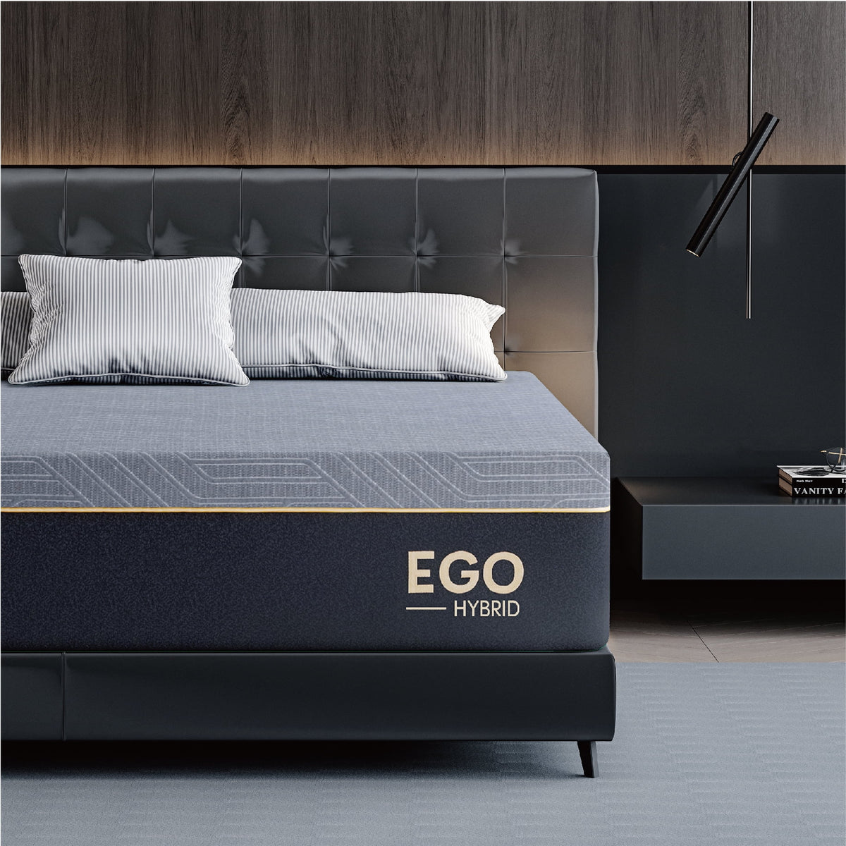 Black 12 inch Full Size Memory Foam Hybrid Mattress X2517