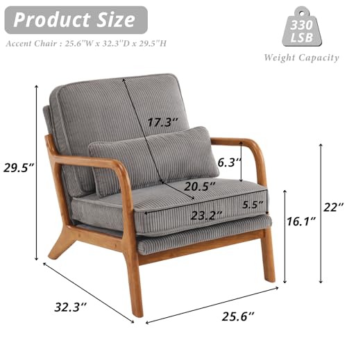 Corduroy Upholstered Accent Chair with Pillow T769398