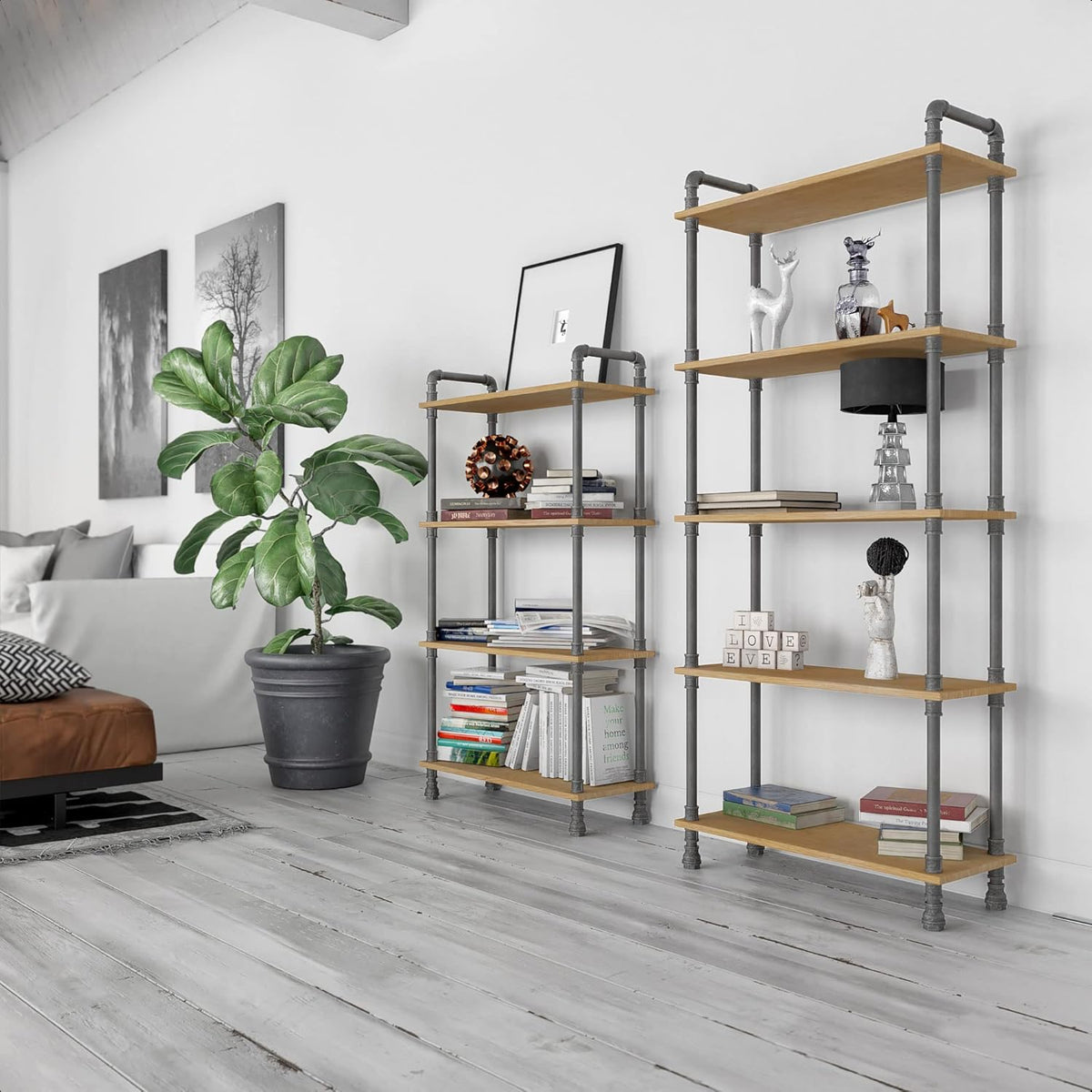 5-Tier Solid Pine Open Wood Bookcase K755
