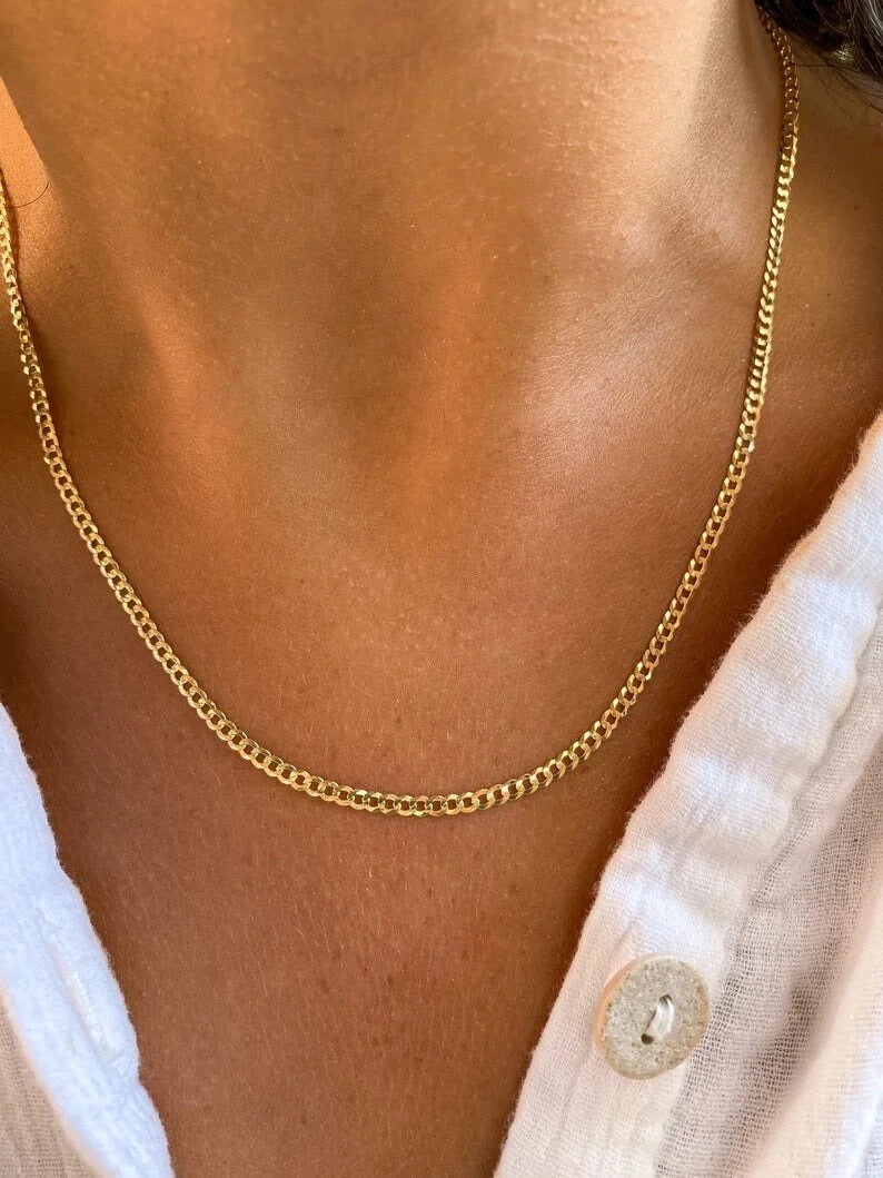 10K Solid Yellow Gold Cuban Link Curb Chain Necklace 2mm 16" 18" 20" 22" 24" 26" I40255