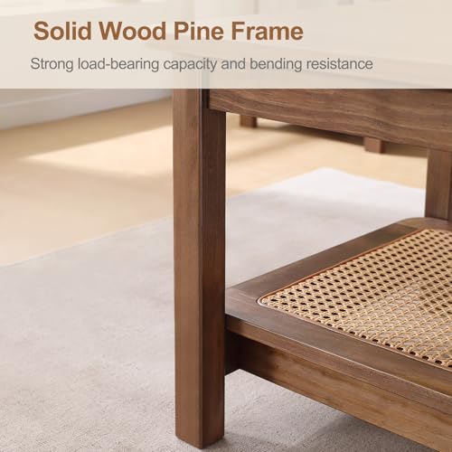47.2'' 2-Tier Solid Wood PE Rattan Coffee Table G16433