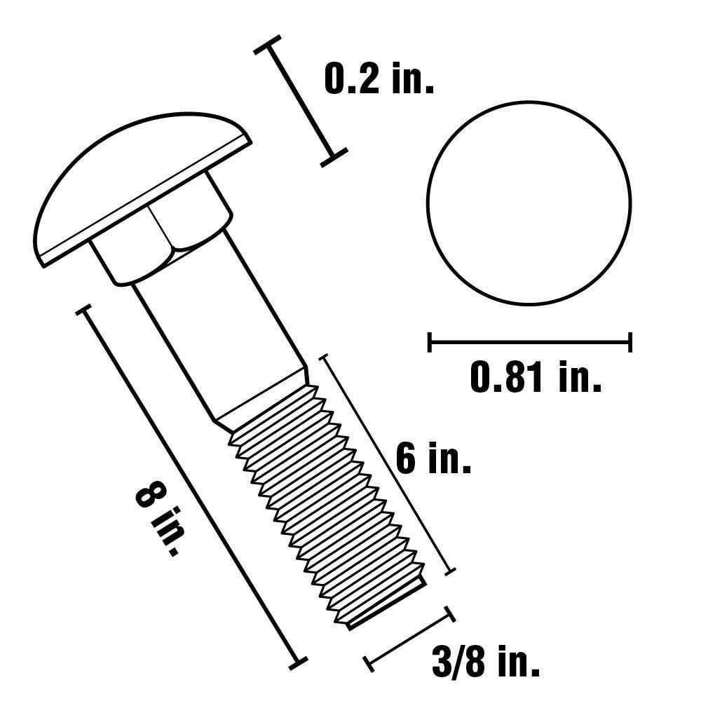 3/8 in.-16 x 8 in. Galvanized Carriage Bolt (25-Pack) O5217