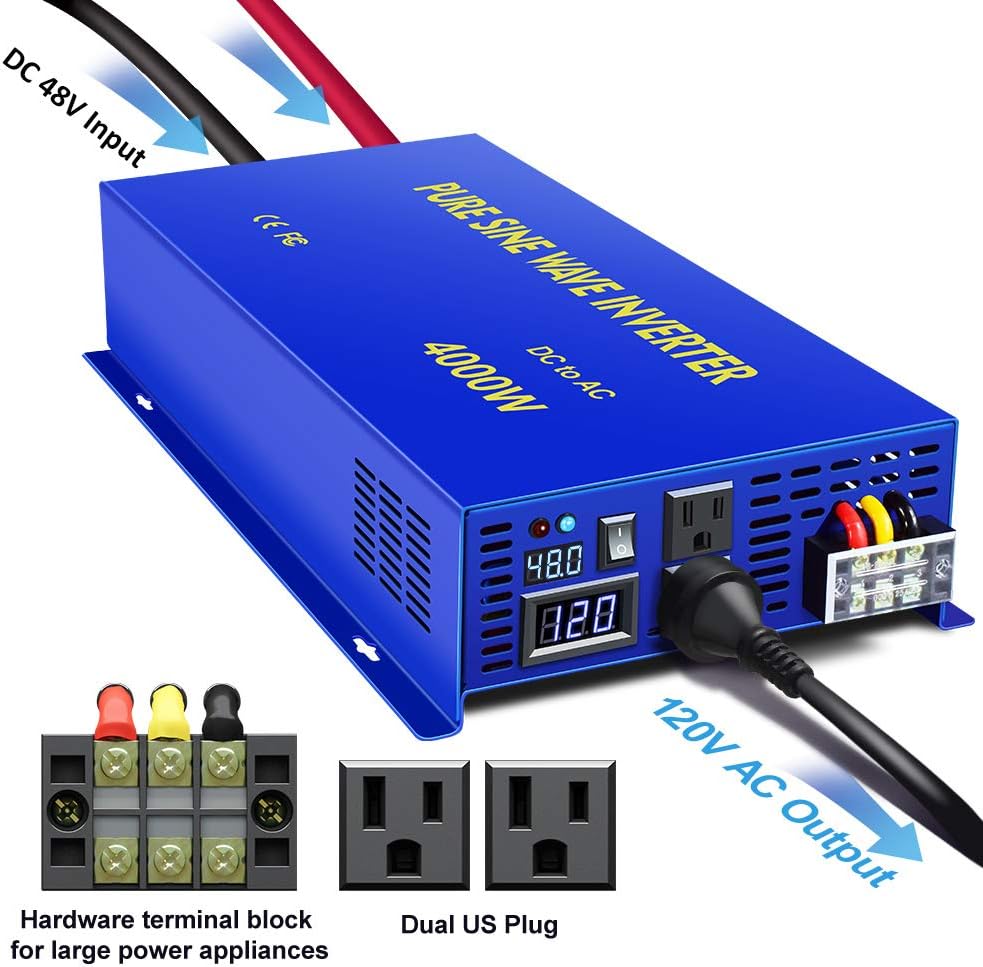 4000 Watt 48V to 110V 120V Pure Sine Wave Power Inverter I4757