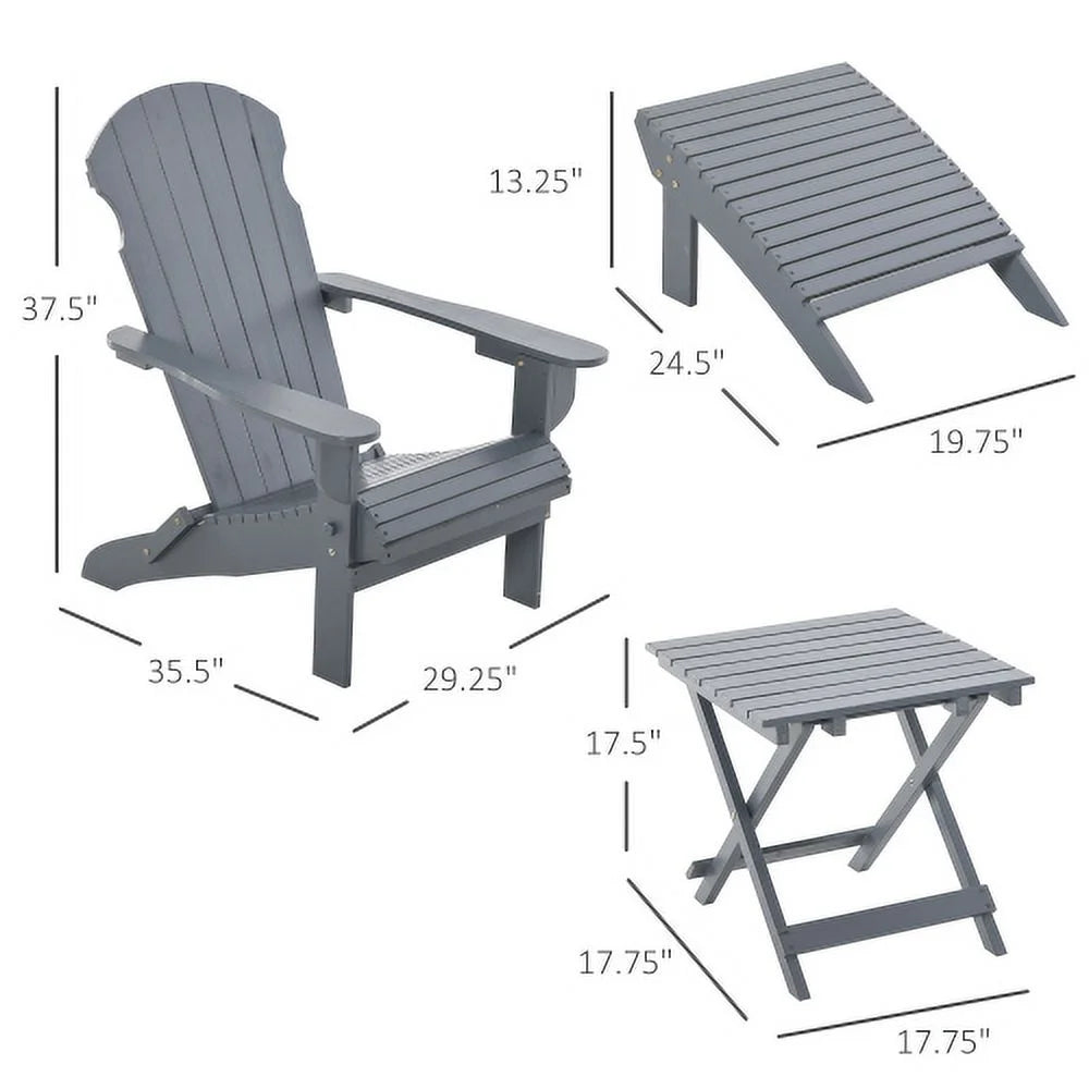 Folding Adirondack Chair with Ottoman and Side Table H5154