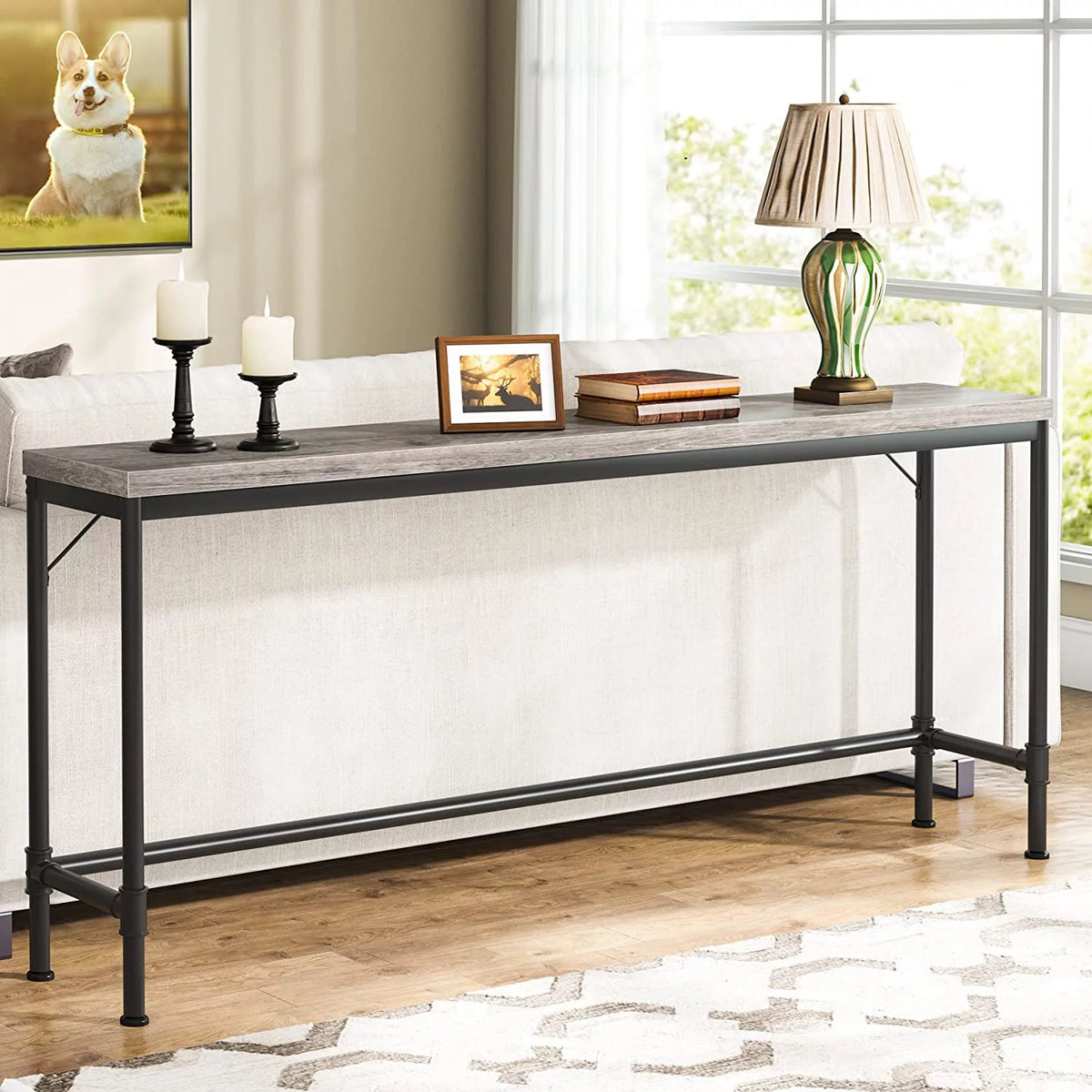 70.9" Grey Console Table U433