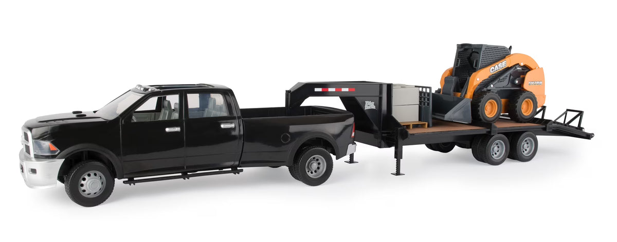 1:16 Scale Ram 3500 with Gooseneck Trailer and Case Construction SV280 Skid Steer P4516