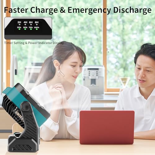 20000mAh Camping Fan with LED Lantern USB Rechargeable 4 Speeds Black W6820