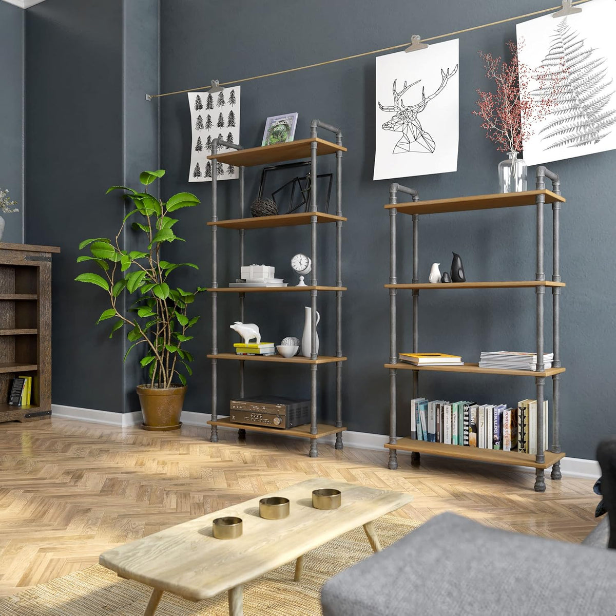 5-Tier Solid Pine Open Wood Bookcase K755
